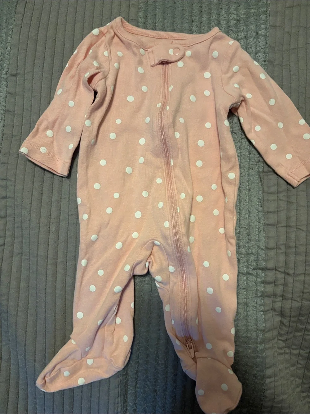 Carter's Coral Pink Baby Footed Pajama - Polka Dot Accent- Set of 3
